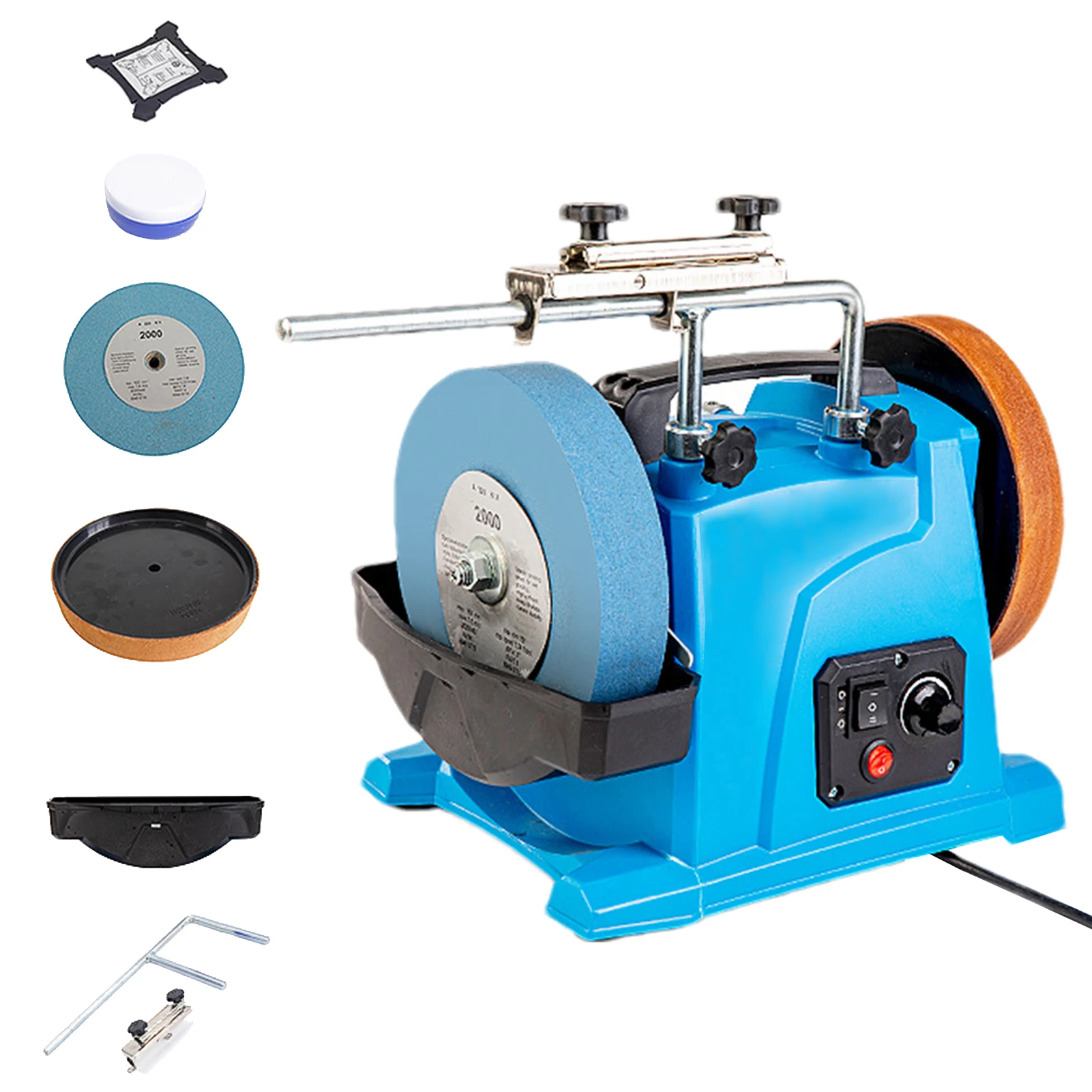 

Wet Grinding Sharpener 8-Inch, Variable Speed Water Cooled Sharpening Tool with Grinding Stone