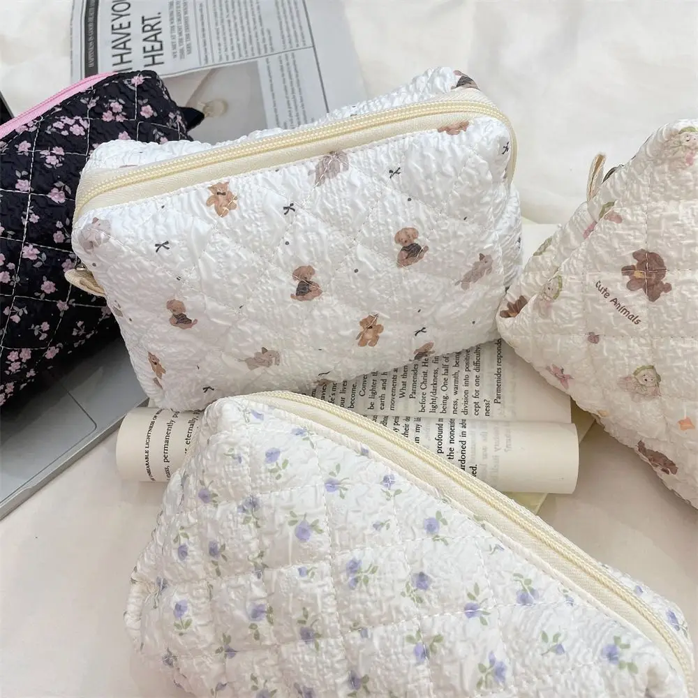 Durable Cotton Makeup Bag Large Capacity Portable Cosmetic Bag Multipurpose Toiletry Bag