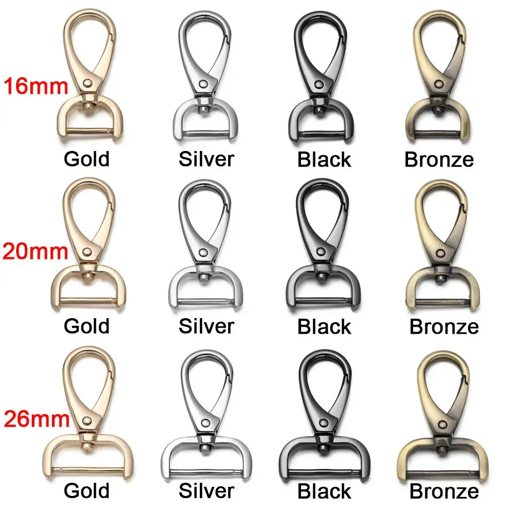 16/20/26mm Metal Detachable Snap Hook Trigger Clips Leather Strap Buckles Pet Leash Hooks Belt Keychain Webbing Buckle 4 Colors