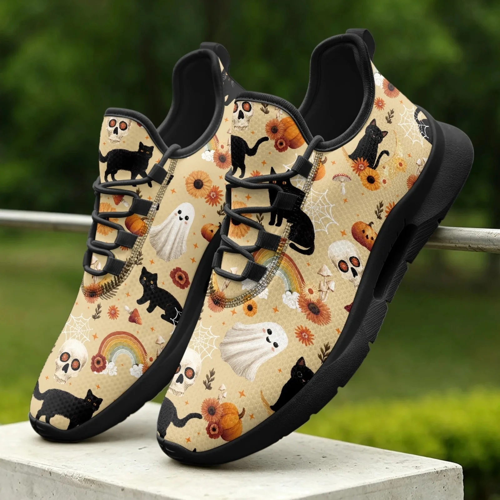 PENSTROLL Black Cat Pattern Lightweight Walking Shoes for Men Work Outdoor Activities, Casual Men's Fashion Sneakers