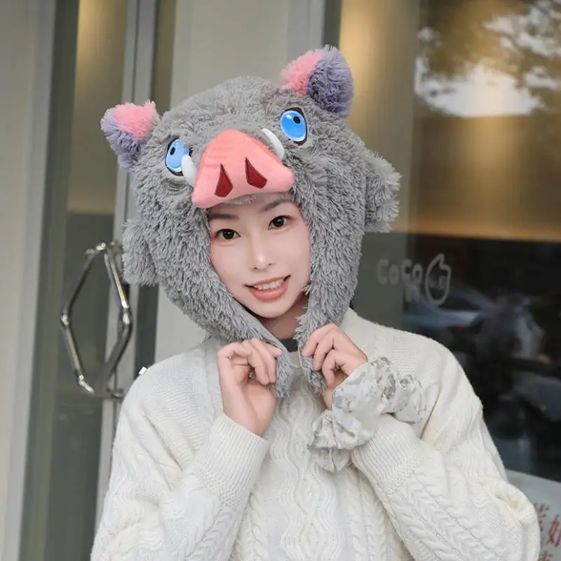 أنيمي الكرتون شيطان القاتل الطرفية-إينوسوكي Hashibira الخنزير القبعات قبعة وعباءة الرأس |   لعبة تنكرية لفيلم الرسوم المتحركة