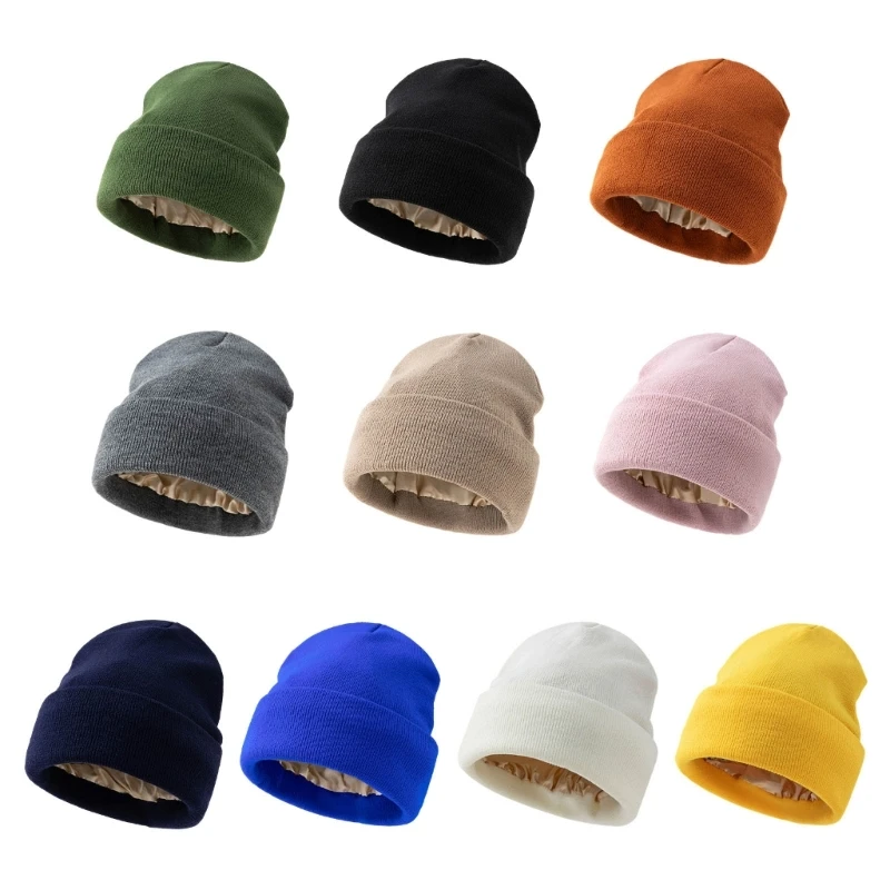 340D Knit Big Head Smooth Texture Hat Autumn Winter Hats