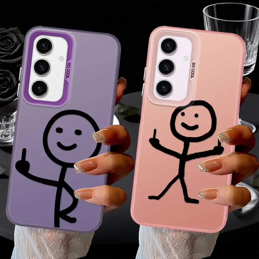 Finger People Stickman Phone Cover Case for Samsung Galaxy A13 A12 A72 A14 A56 A32 A36 A25 A73 A16 A34 A23 A71 A54 A17 A52