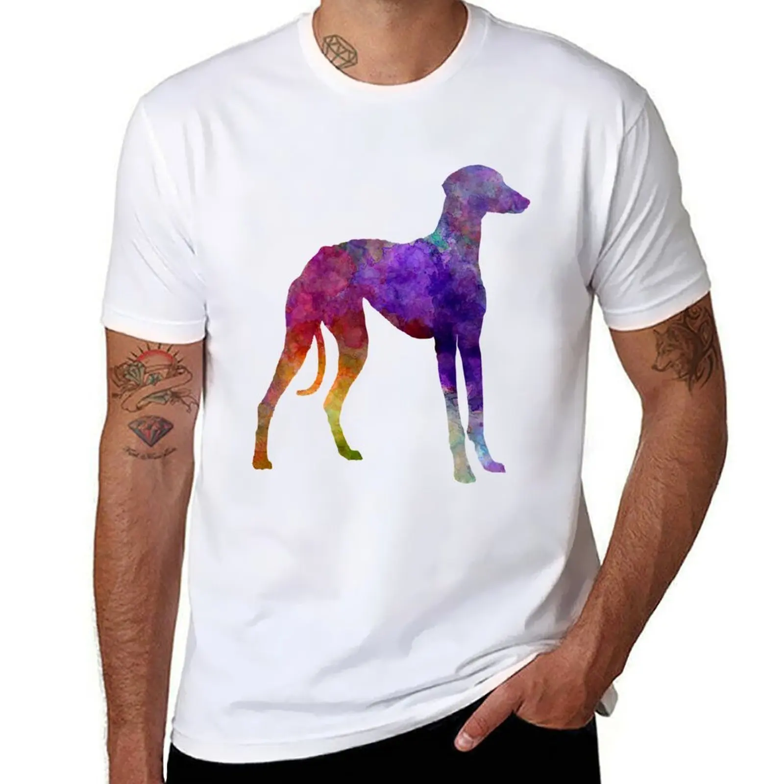 

Arabian Greyhound in watercolor T-Shirt anime t shirts oversize cotton t shirts man 100% T-Shirt