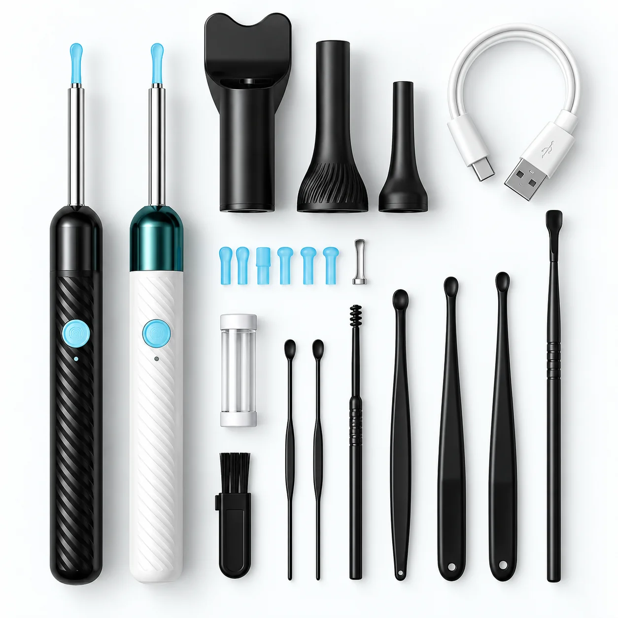 Wireless Earwax Removal with Rechargeable Camera HD Inspection Ear Cleaning Tool Set with Ear Spoon for Personal Hygiene