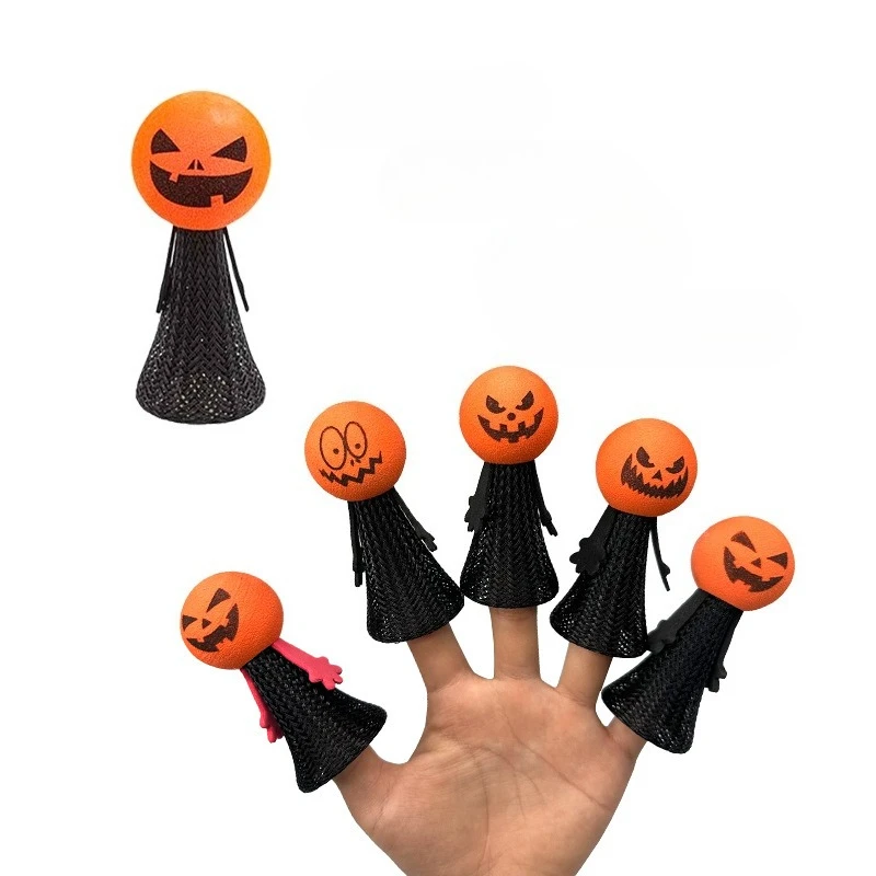 5PCS Bouncing Elf Halloween Jumping Pumpkin Finger Puppet Fun Action Figure Toy Gift
