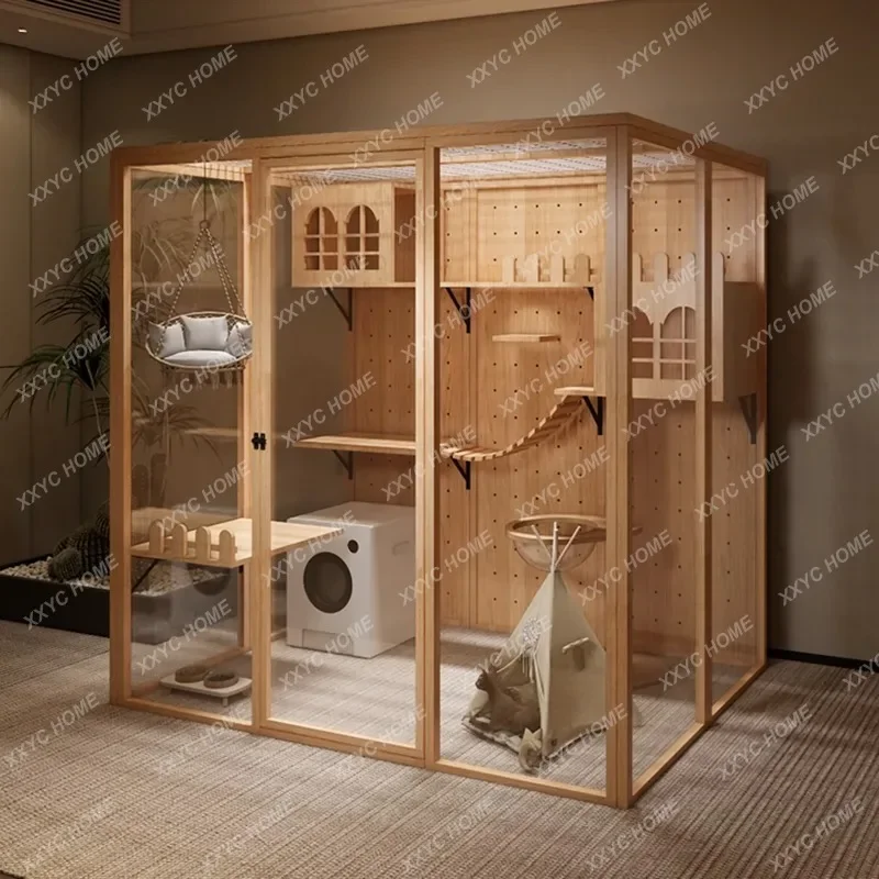TTCustomizable Design Indoor Cat House Showcase Large Panoramic Glass Luxury Commercial Pet Counter Display Cabinet for Villas