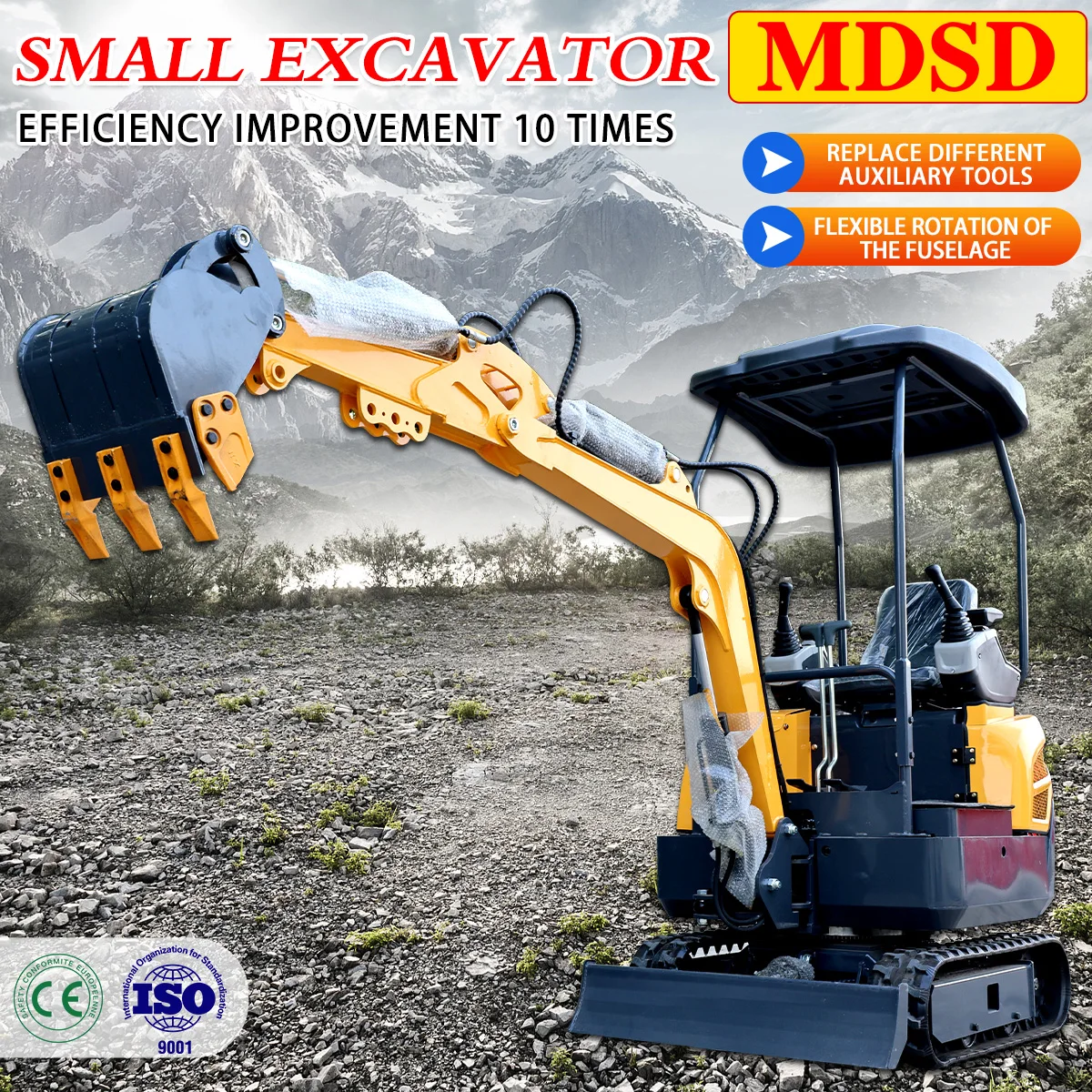 Простой в эксплуатации мини-экскаватор Сельскохозяйственный экскаватор Houdiesel Простое управление EPA Двигатель EURO 5, многоцелевой небольшой экскаватор