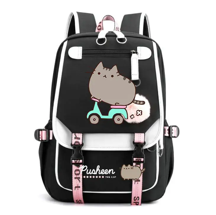 Fat Cat Students Backpacks for Teenagers Girls School Bookbag Laptop Travel Backpack Women Casual Back Pack Kids Rucksack