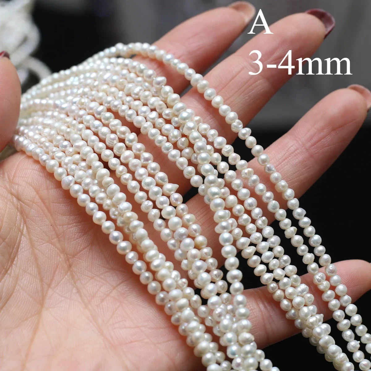 3-4mm A Natural Freshwater 100% White Irregular Pearl Bead Fine Gift Women for Jewelry Making DIY Necklace Bracelet Accessories