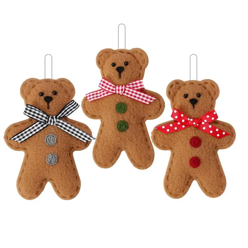 

Plush Stuffed Gingerbread Couple Ornament 3 Pieces Christmas Tree Decorations Lanyard Design Christmas Ornaments For Christmas