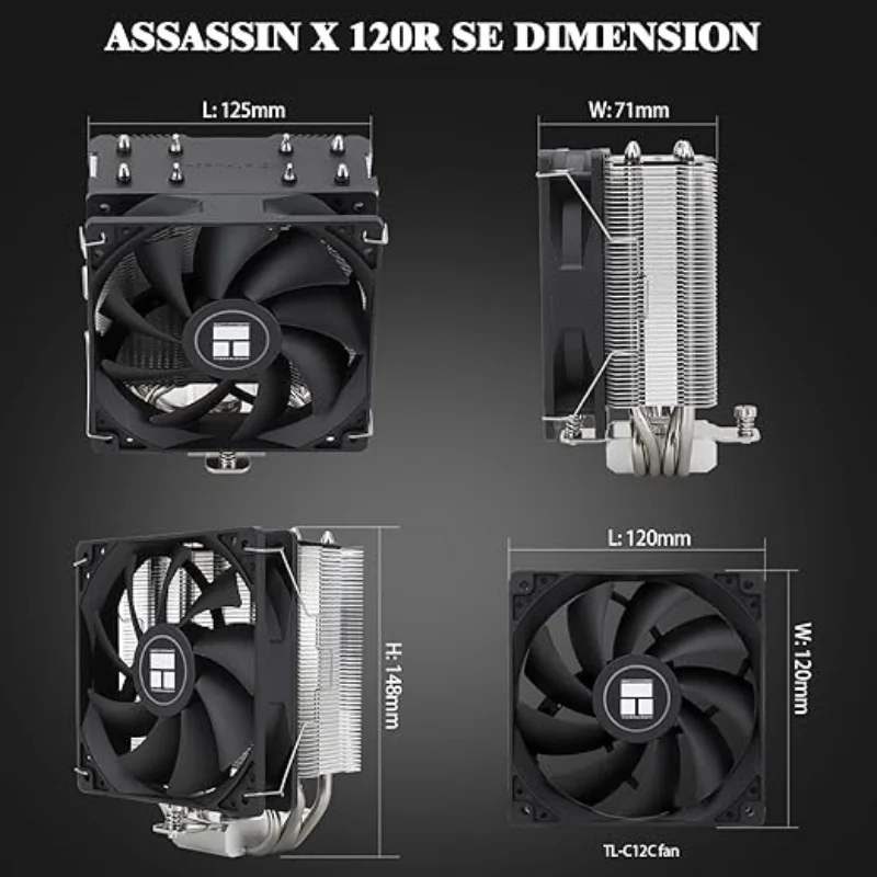 Thermalright Assassin X120 세련된 SE CPU 공기 냉각기 4 히트 파이프 AM4 AM5 Intel LGA 115X/1200/1700/1851용 AGHP 기술
