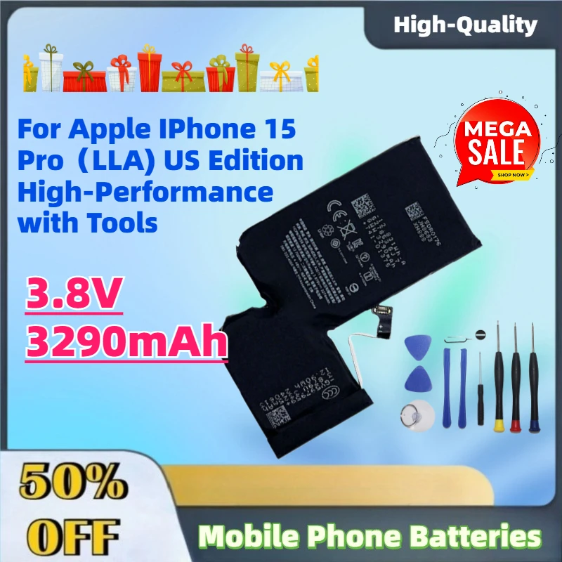 In Stock 3.8V 3290mAh Mobile Phone Replacement Battery For Apple IPhone 15 Pro（LLA) US Edition High-Performance With Tools