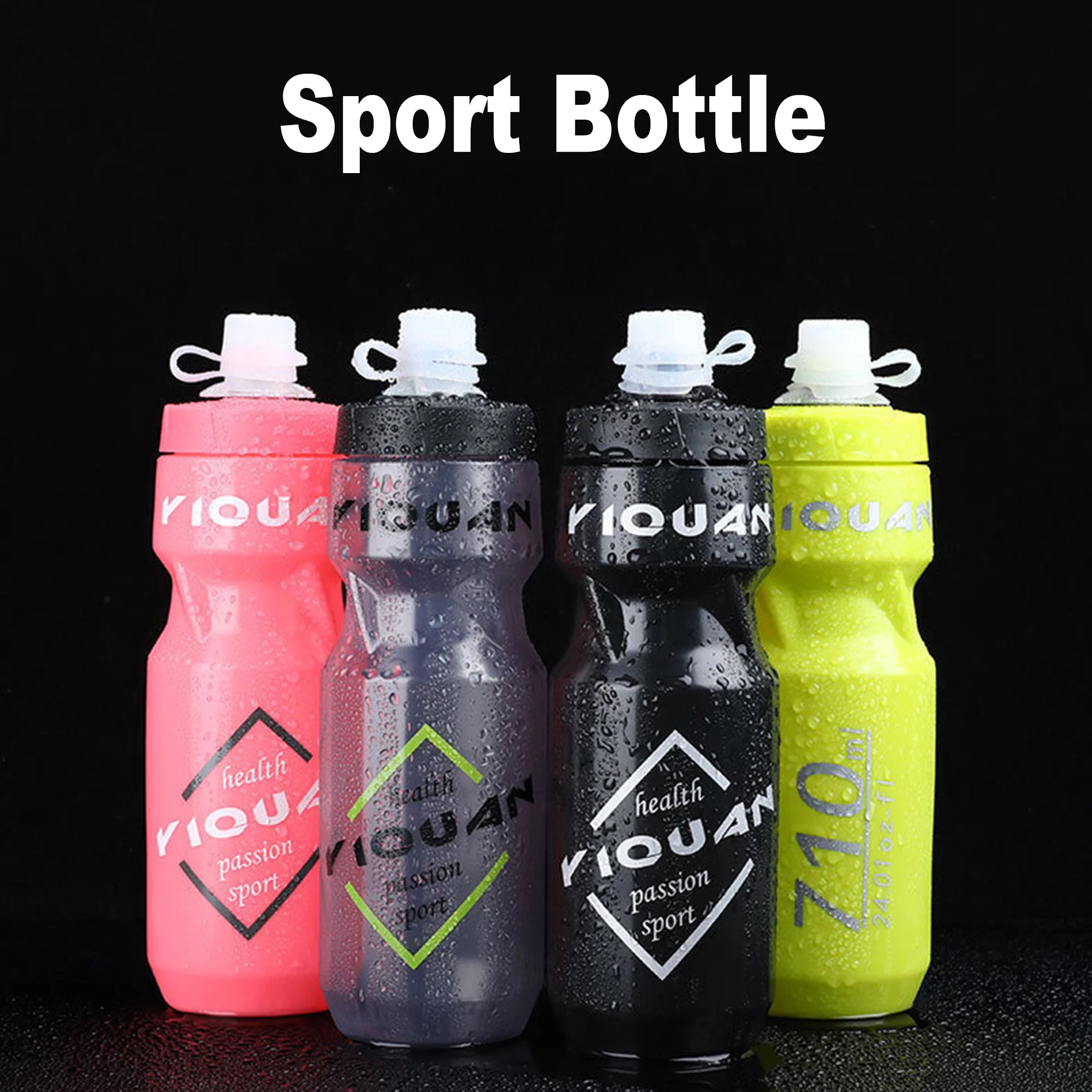 Botella de agua para bicicleta de montaña, botella de agua para deportes al aire libre, polipropileno PP, portátil, de gran capacidad, para ciclismo, 710ml, 1 ud.
