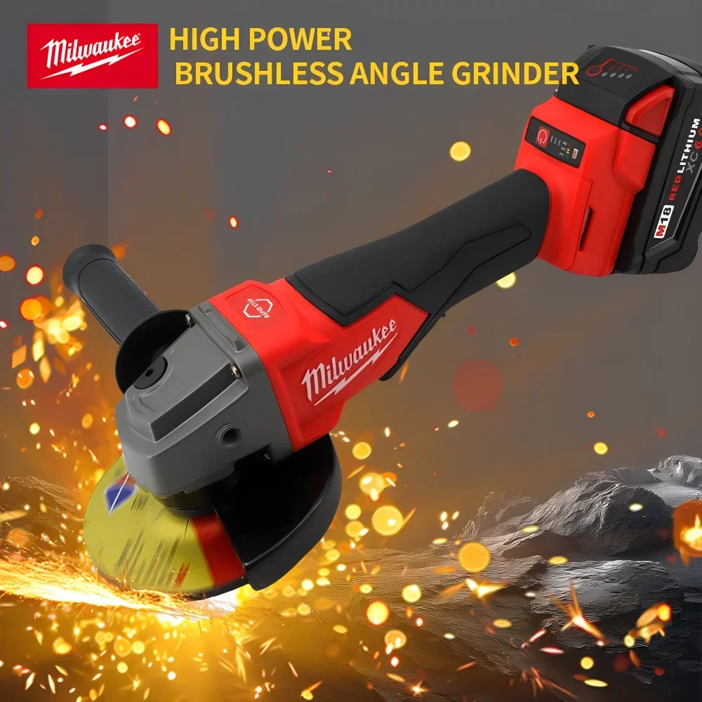 Milwaukee Brushless Angle Grinder 100/125mm High Power Cutting Electric All-purpose Cordless 18V Lithium Battery Power Tools