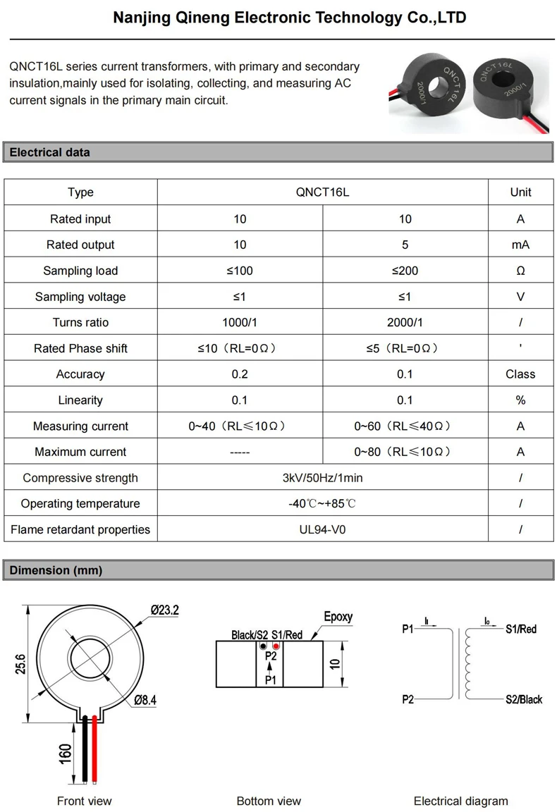 Mikrostrom-Transformator PCB 1000 1,5A 5mA 10A 10mA 20A 20mA 100A 50mA 2000 1,5A 2,5mA 10A 5mA 50A 25mA CT Stromsensor – Detail 6