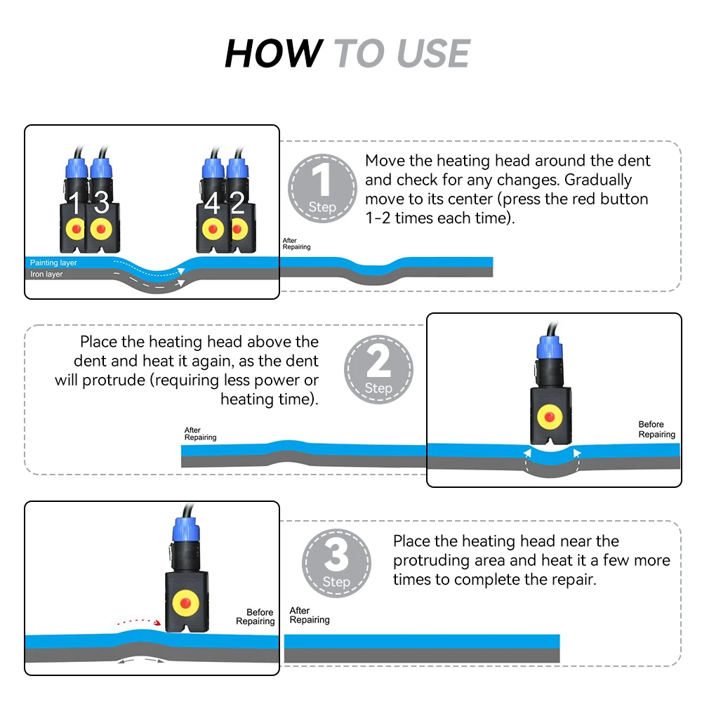 Podofo 1380W المغناطيسي التعريفي دنت آلة الكذب سيارة بدون خط دنت إصلاح استعادة أداة مجموعة سخان التعريفي الإلكترونية #4