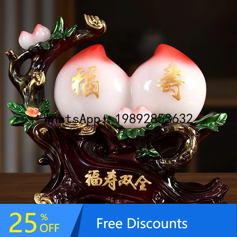 

Fu Lu Double Happiness Peach Ornament Creative Home Entrance Decoration Gift for Elders Birthday Present