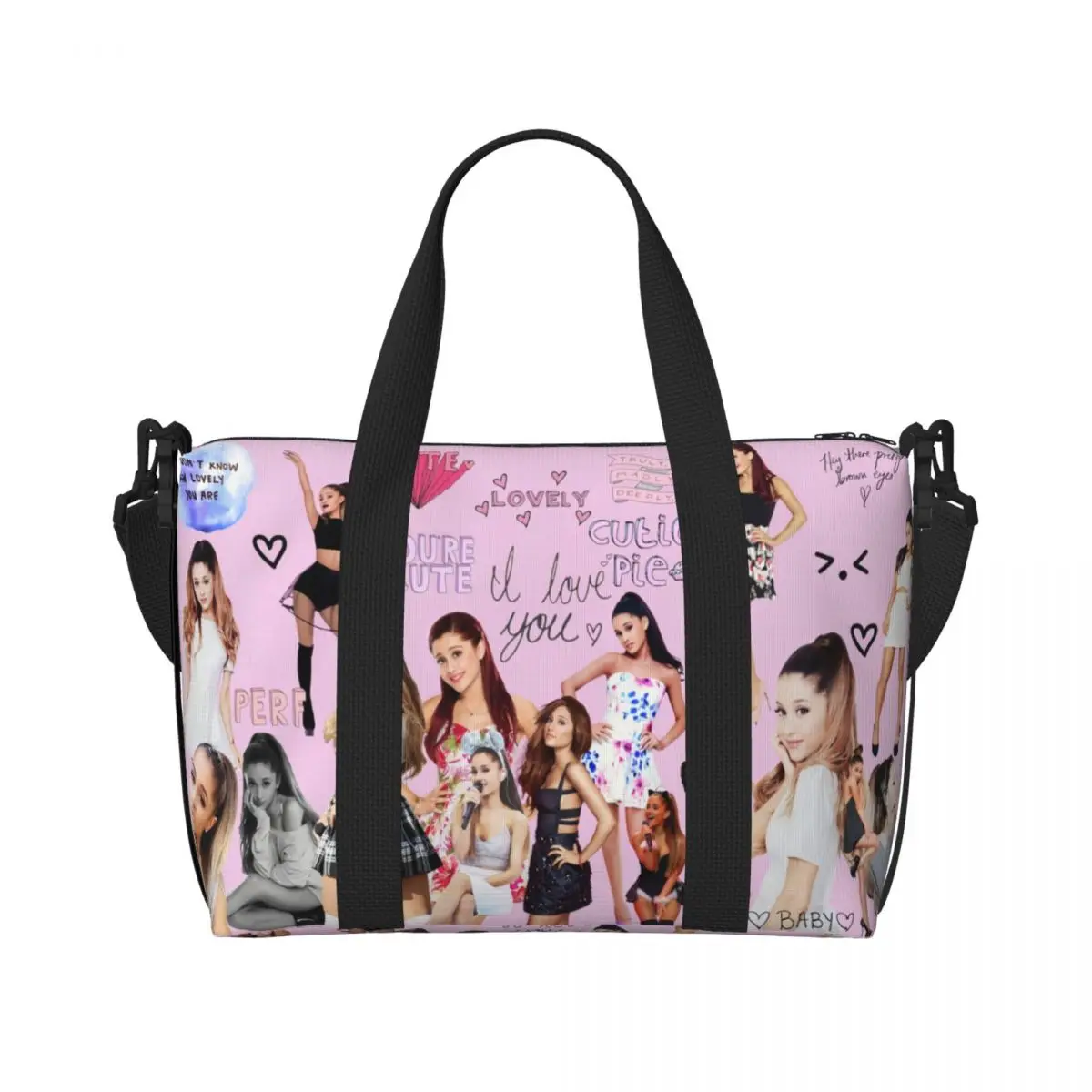 Custom Ariana Grande American Singer Tote Bag Women Large Capacity Pop Music    Gym Beach Shoulder Travel Bag