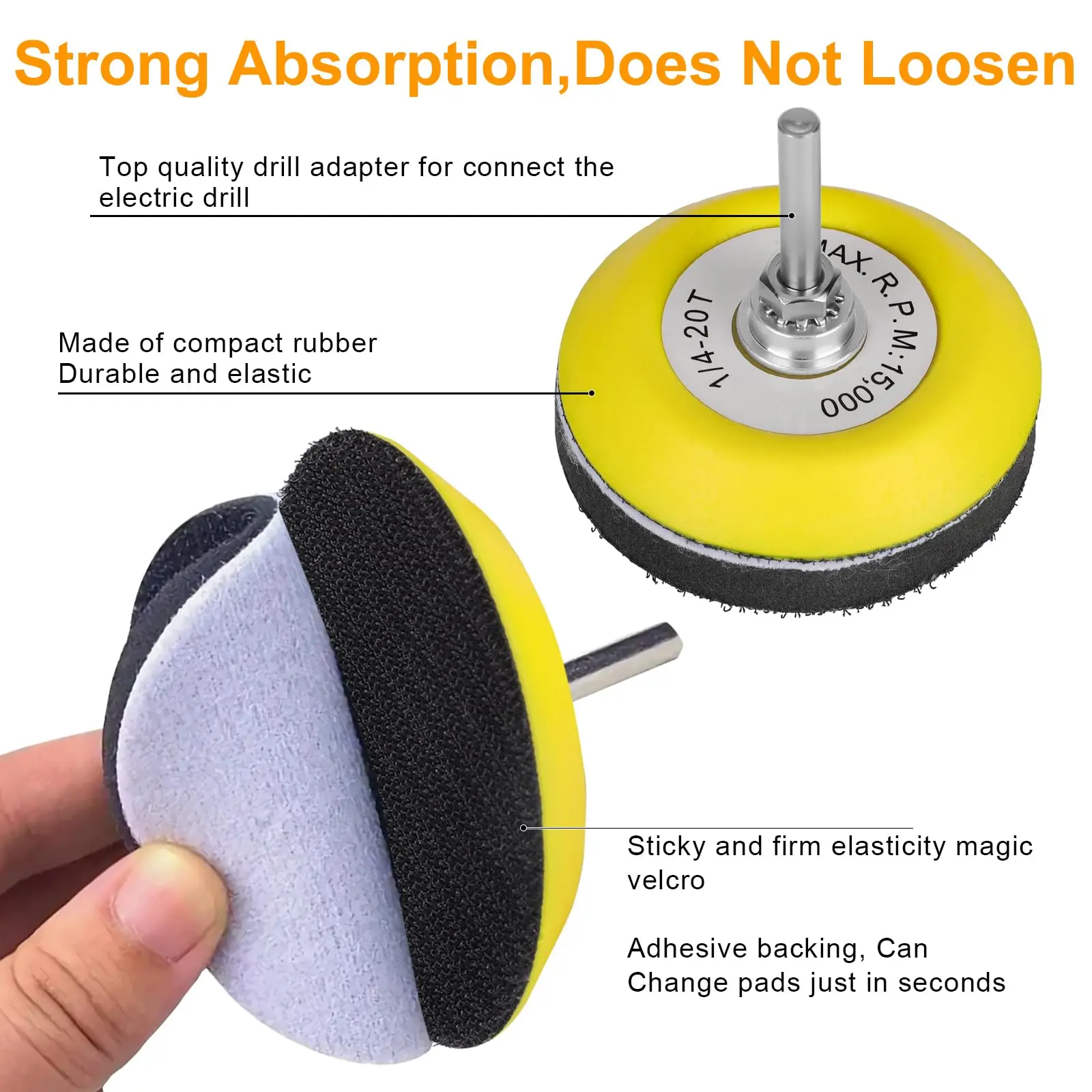 Hook and Loop Polishing Buffing Pad, camada de espuma macia, Shank Drill Attachment, Car Buffer Pad, 3 ", 4 Pcs