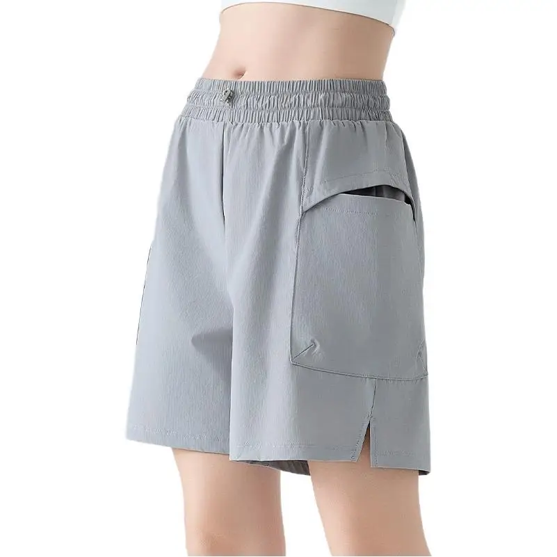 Summer Quick-drying Sports Shorts Women's Cool Breathable Loose Outer Wear Side Pockets Running Five-point Pants