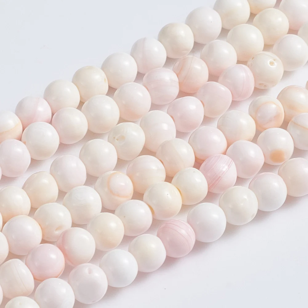 2.5~3mm/4~4.5mm/5~5.5mm 5 Strands Natural Pink Shell Round Beads Spacer Beads For Handmade Necklace Bracelet Jewelry Making