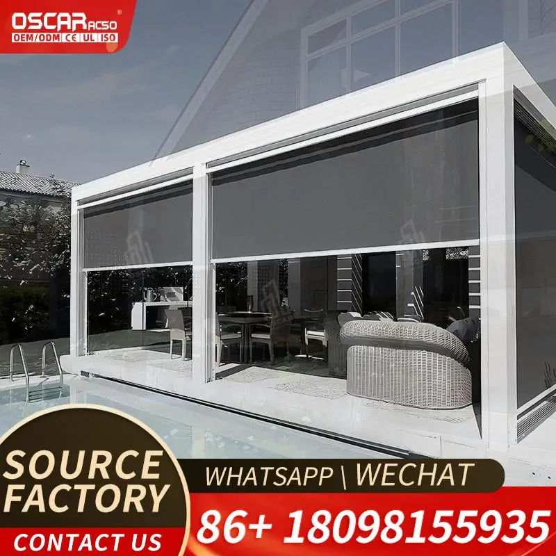 Outdoor Automatic Smart Drive Exterior Zip Track Electric Roller Blinds for Easy Shade in Outdoor Spaces Rolling Blind