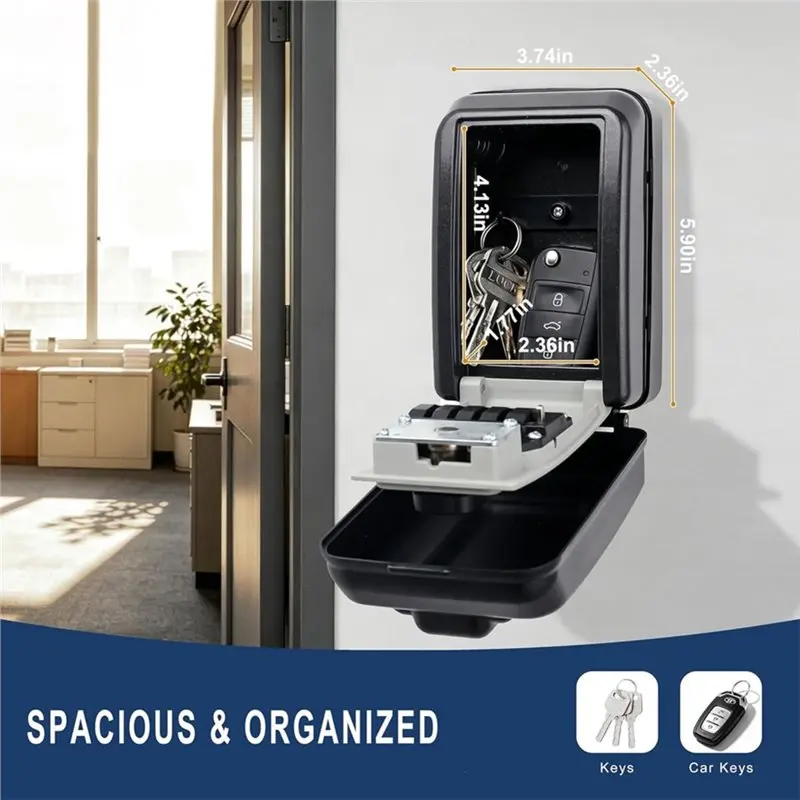 B27B Combination Lock Box With Resettable Mechanism Wall Mount Key Lock Box Outdoor Design For Keys