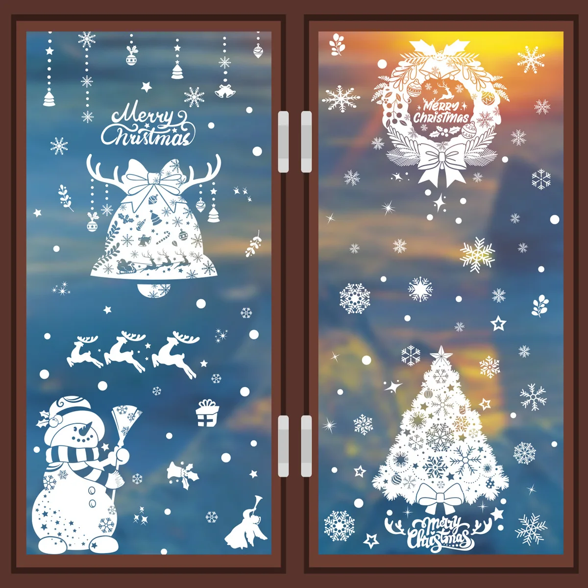 2026 Christmas Mirror Sticker Hanging Ball Candy Stick Snowflake Snowman Window Glass Static Sticker Merry Christmas Party Decor