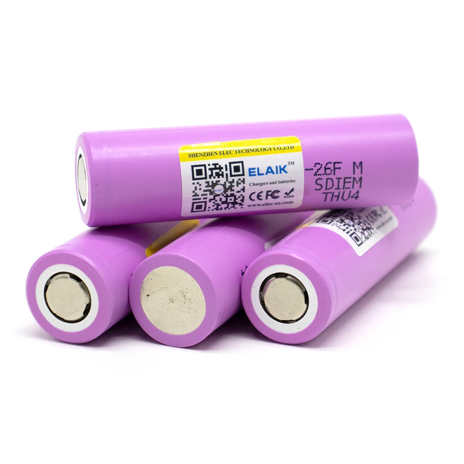 Batteries articulation ion rechargeables d'origine avec chargeur de procureur, INR18650, 26F, 3.7 mAh, 2600 V, 18650 mAh, 2600