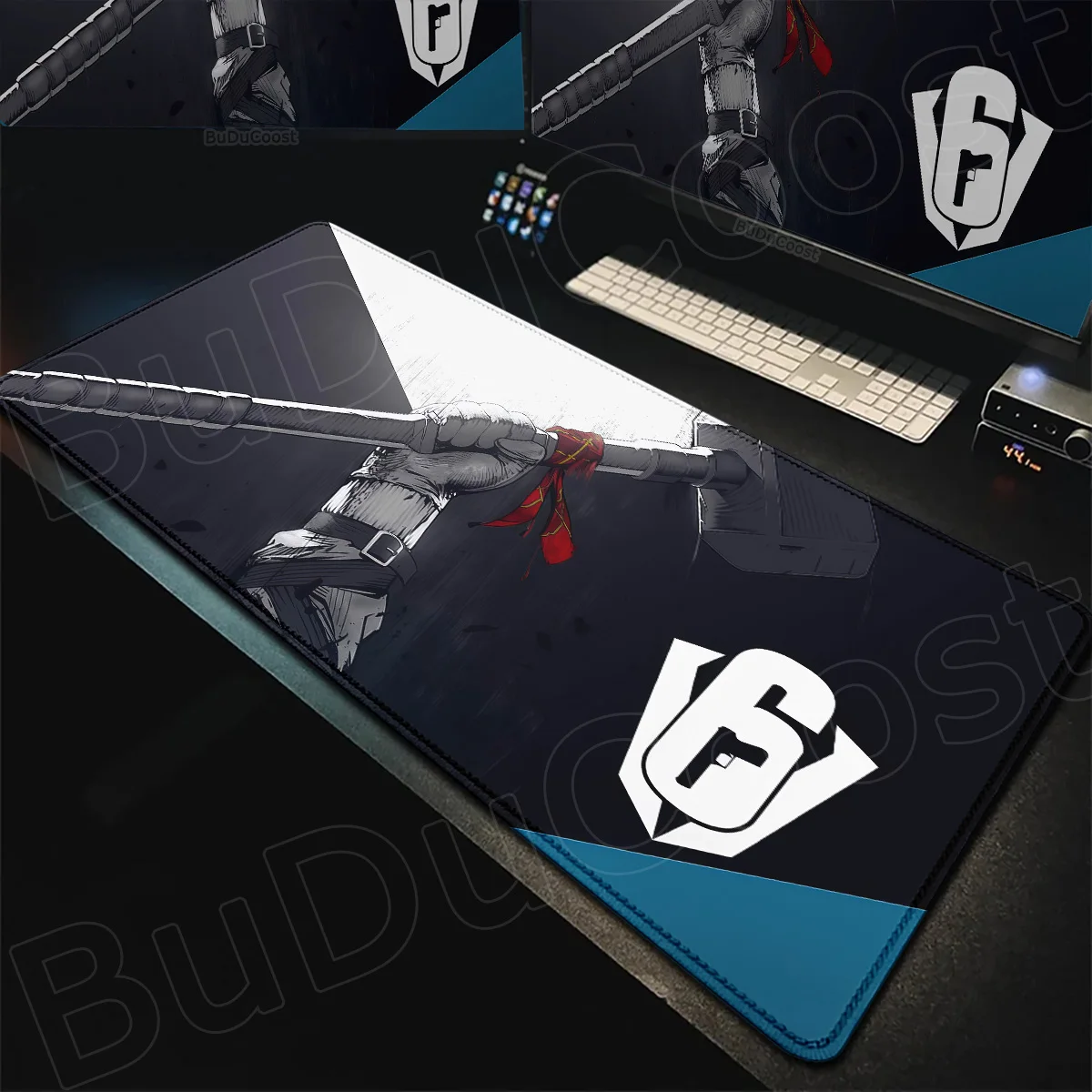 Game Tom C-Clancys Rainbow Six Notebook Mousepad PC Office Tabletop Locking Edge Decoration Mat 90x40cm FPS Shooting Play Carpet