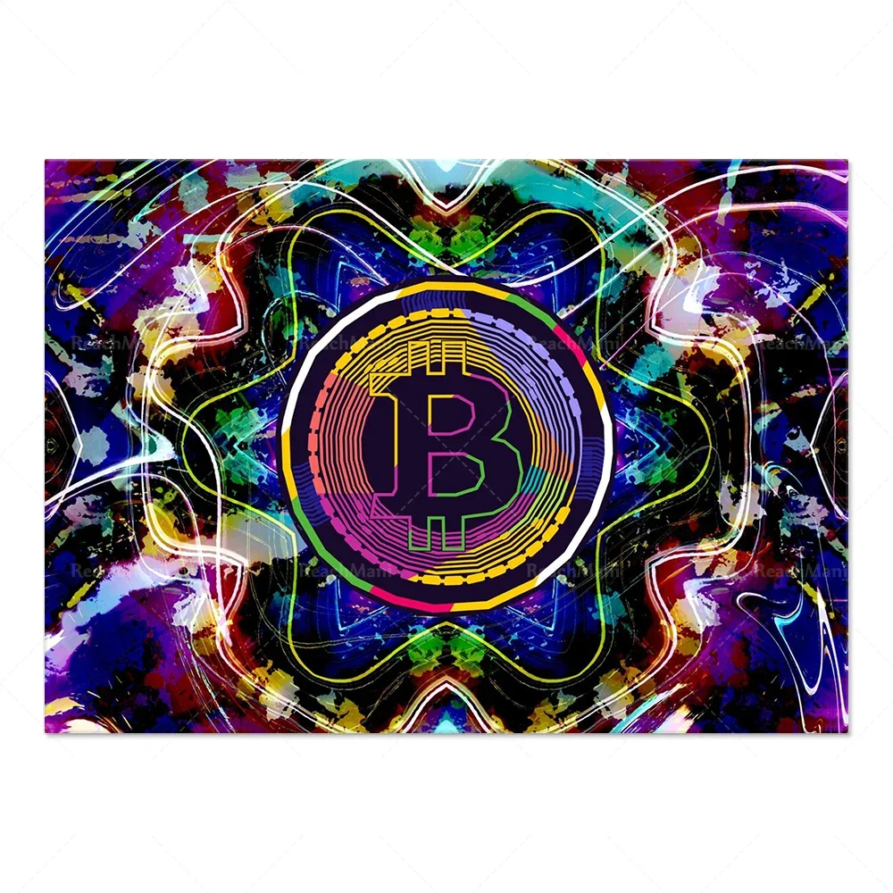 ملصق قماش مشفر ملون Xrp Cardano Bitcoin Solana Decentraland Ethereum Cryptocurrency ديكور المنزل