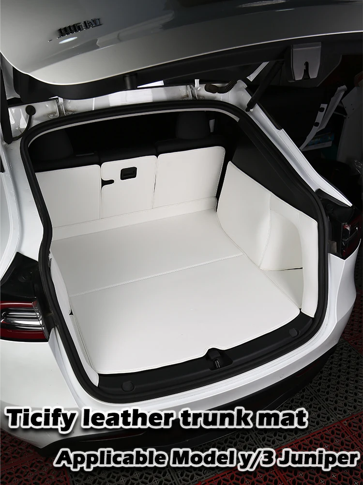 

For Model Y Juniper 2026 Model 3 Highland Trunk Mat Protector Front Trunk Liner Set White Leather Easy Clean Customizable Design