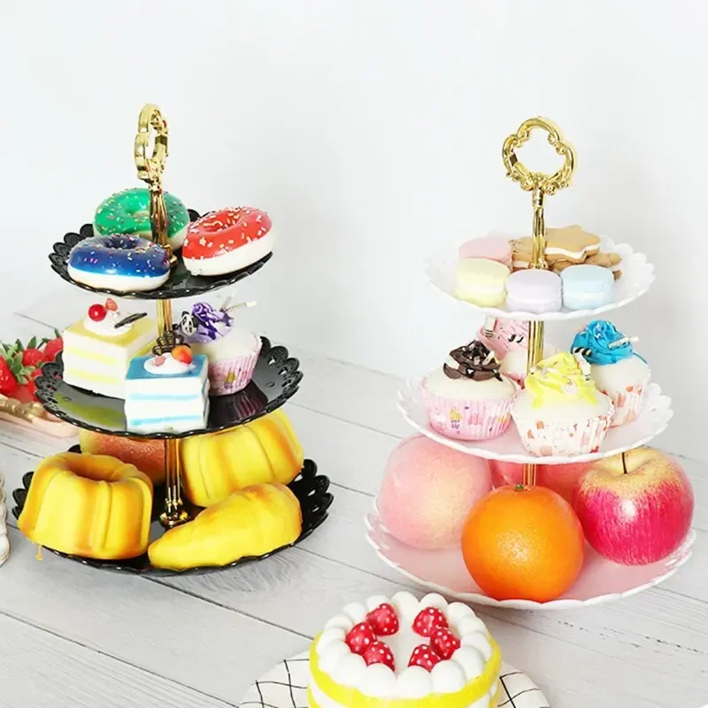 

1PC European Dessert Table Fruit Tray Three Layer Cake Stand Rack Wedding Party Candy Plastic Dry Wedding Party House