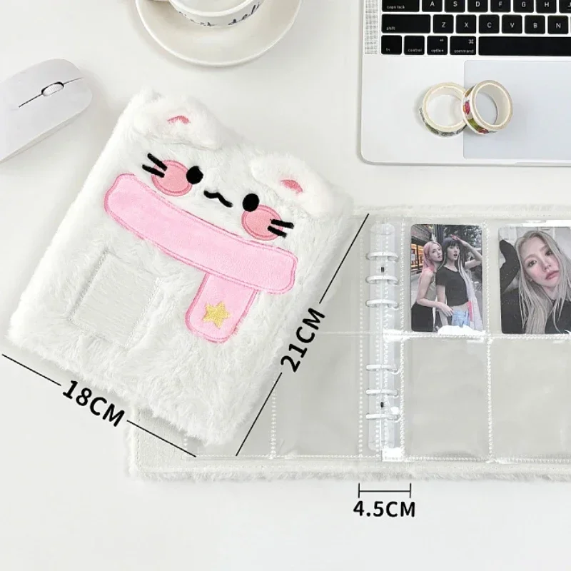 Cute Scarf Puppy Kitten Plush Card Album Winter Series A6 Photocard Binder Kpop Photocard Collection Book Anime Card Display