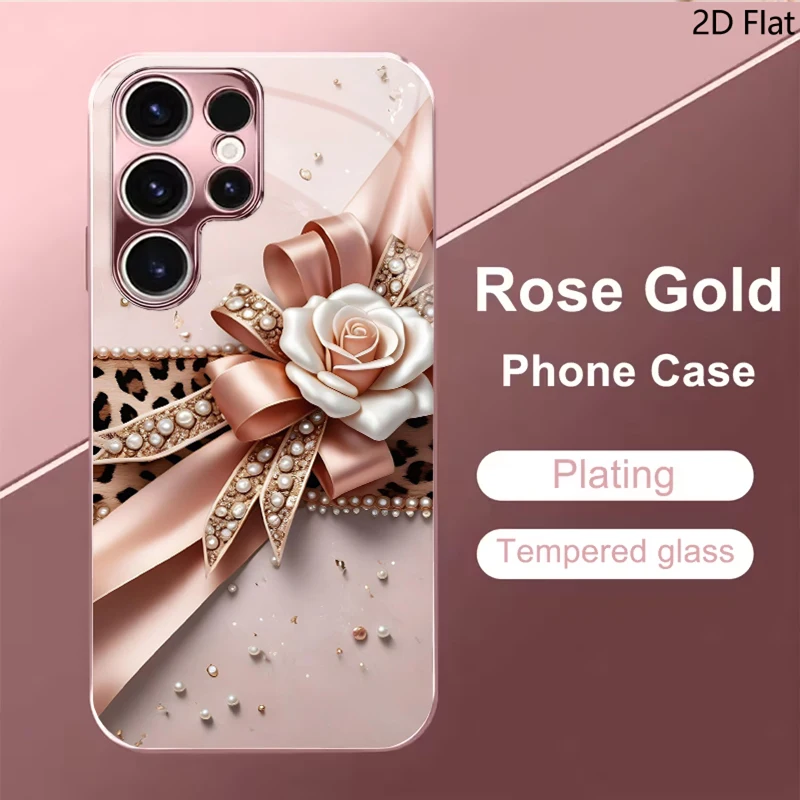 Pink rose For Samsung Galaxy S24 S25 S26Ultra S23 S22 S21PLUSFE A55 A54 A52 A35 A15 Phone Cover Shockproof Protective Back Cover