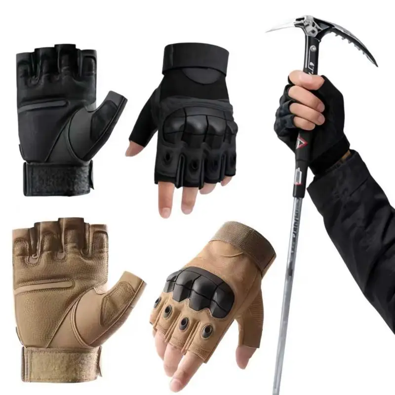 في الهواء الطلق التكتيكية نصف اصبع قفازات الصلب المفصل الألوان الادسنس الصيد القتالية المشي لمسافات طويلة دراجة نارية قفازات تسلق قفازات