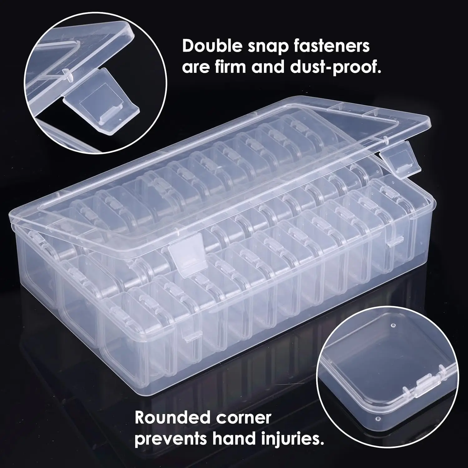 36/72/108 Grids Clear Plastic Bead & Craft Storage Box, Portable Container for Jewelry Making, Color Bead Sorting & Travel Use
