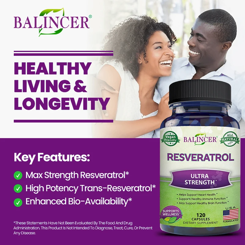 Balincer Resveratrol Complex Supports Cardiovascular Health,Protects Arteries,Boosts Immune System,Promotes Smooth Skin