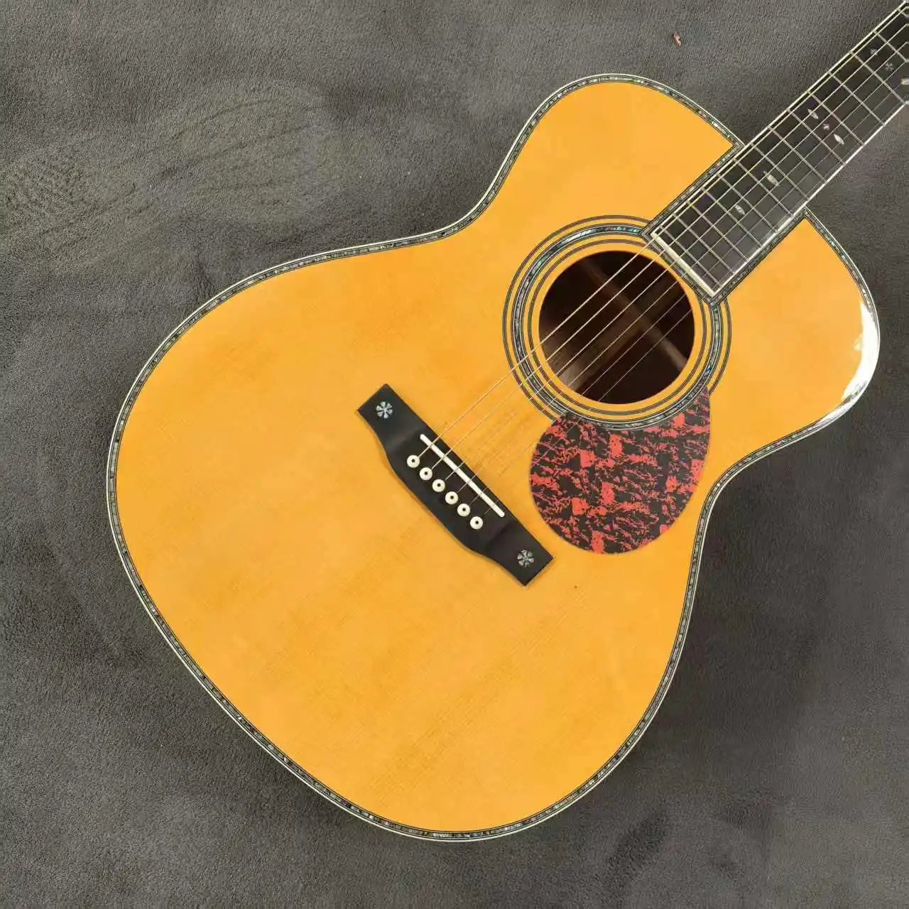 40 Inch OM Peach Blossom Core Solid Wood Ebony Neck with Crisp Sound Novice Folk Acoustic Guitar Delivery Included Beginner