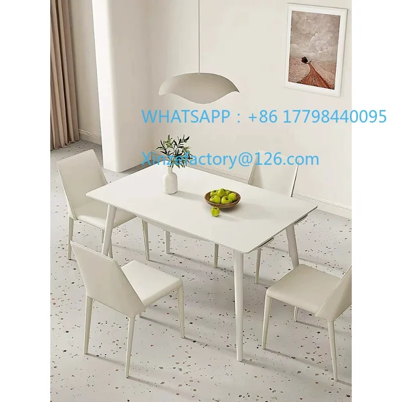 

Customizable cream wind retractable dining table New modern simple household small apartment folding retractable square rock sla