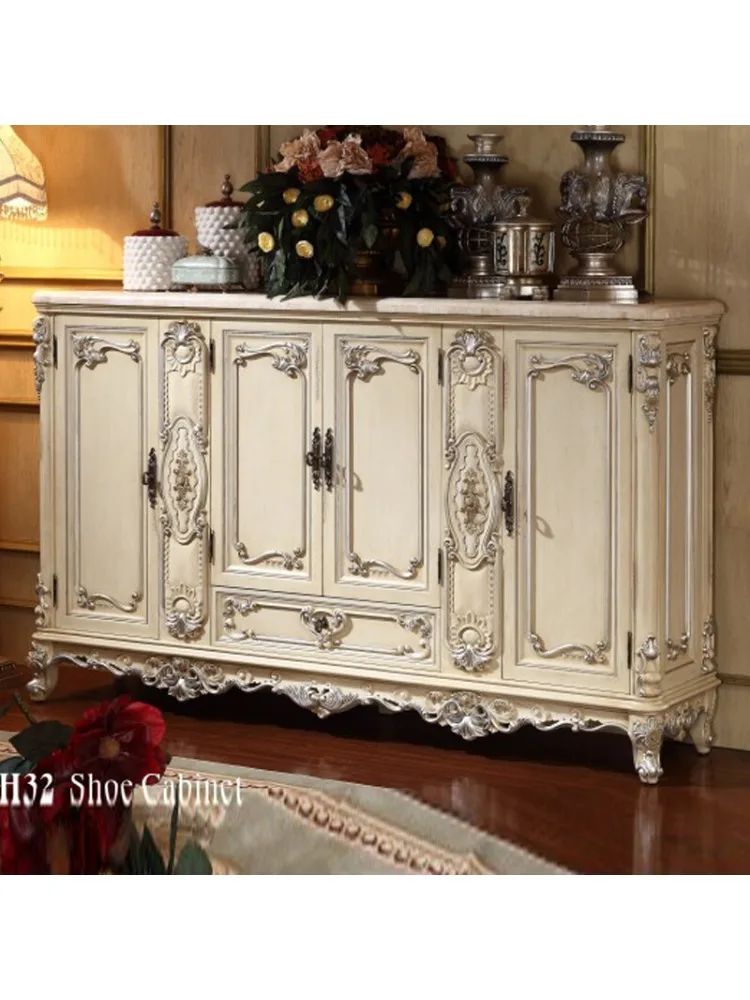 French solid wood four-door shoe cabinet American luxury fitted shoe cabinet storage locker foyer entrance cabinet