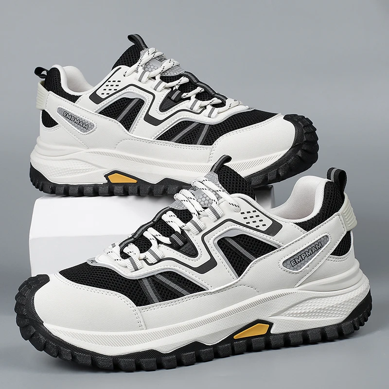 Men Lightweight Trail Running Shoes Autumn Non-Slip TPR Sole Breathable Hiking Sneakers Outdoor Trekking Walking Shoes 39-44