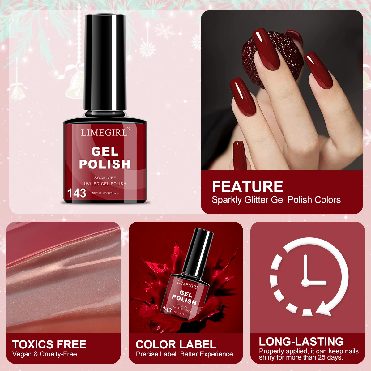 LIMEGIRL 8 مللي هلام طلاء الأظافر أبيض أسود هلام البولندية شبه دائم نقع قبالة الأشعة فوق البنفسجية LED الفرنسية هلام الورنيش مسمار الفن DIY في المنزل #4