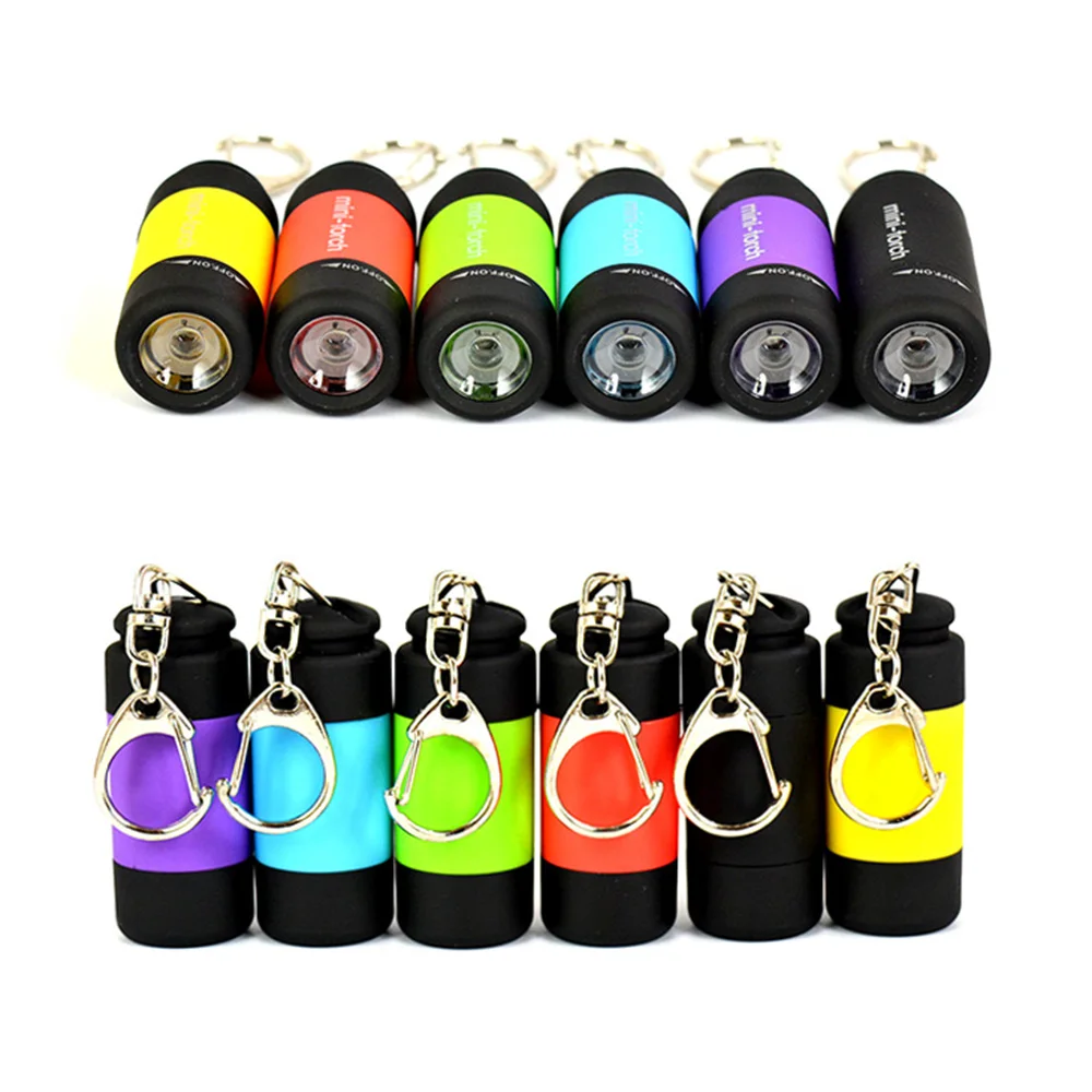 Portable Rechargeable USB Flashlight LED Lamp Waterproof Keychain Keyring Torch Mini Camping Light