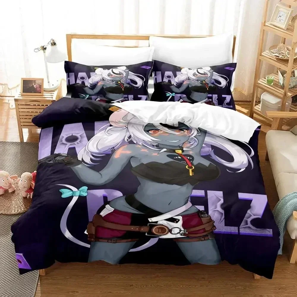 3D Print Hakos Baelz Anime Bedding Set Duvet Cover Sheet Printed Bed Set Pillowcase Bed Full Queen King Size Comforter Bedroom