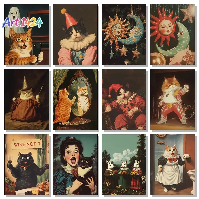 Whimsical Funny Surreal Animals Posters Creepy Girl Holding Ugly Dog Prints Canvas Painting Wall Art Pictures Home Room Decor