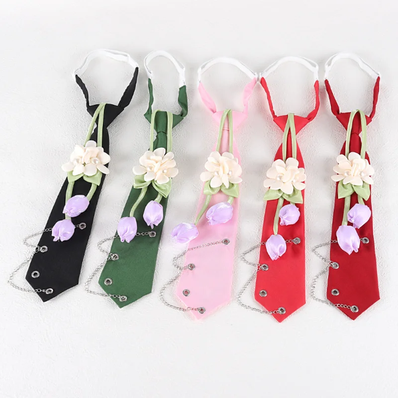 ヴィンテージ甘いカラフルな花ネクタイ女性新鮮なシャツネクタイアクセサリー-diy-衣類装飾取り外し可能な襟ネクタイ