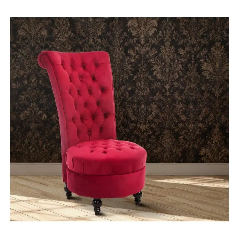 

Retro High Back Armless Accent Chair, Fabric Upholstered Tufted Seat, Stylish Modern Design for Living Room or Office Use