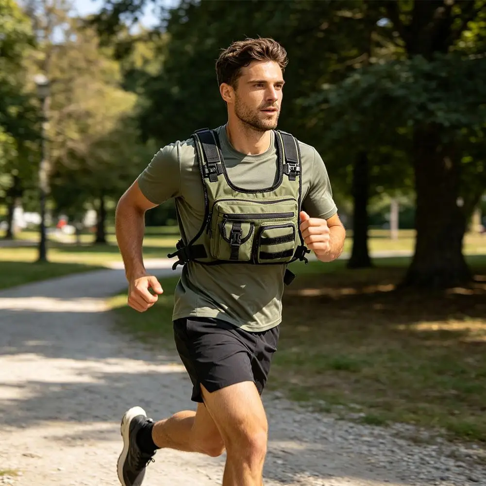 Mehrtaschen-Taktische Brusttasche Leichte Sportweste mit leicht zugänglichem Stauraum für Laufen, Radfahren, Wandern und Outdoor-Aktivitäten – Detail 6